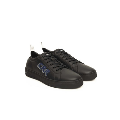 Zapatillas de cuero negro para hombre