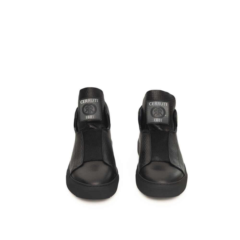Zapatillas de cuero negro para hombre