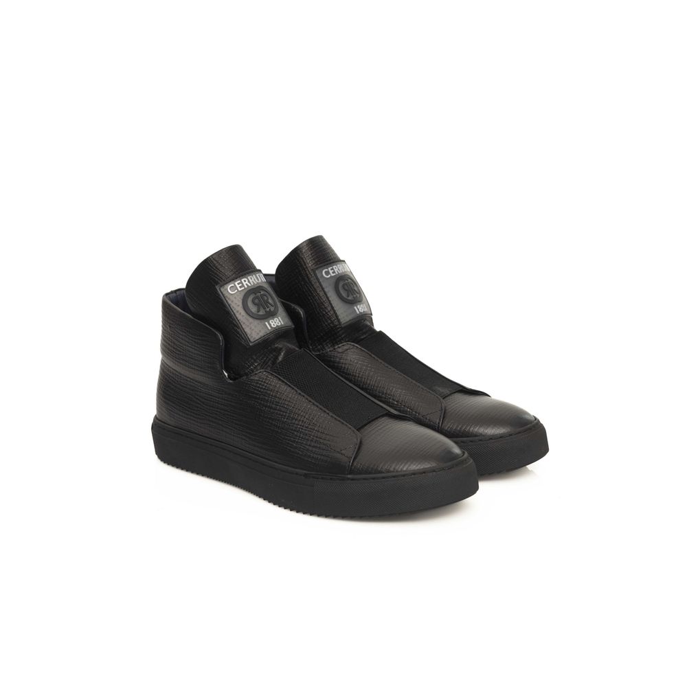 Zapatillas de cuero negro para hombre