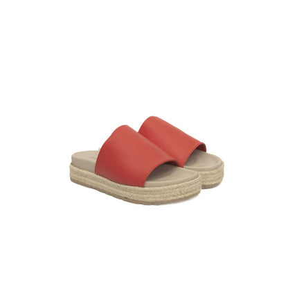 Sandalia de piel roja para mujer
