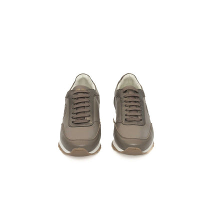 Zapatillas de piel beige para mujer