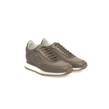 Zapatillas de piel beige para mujer
