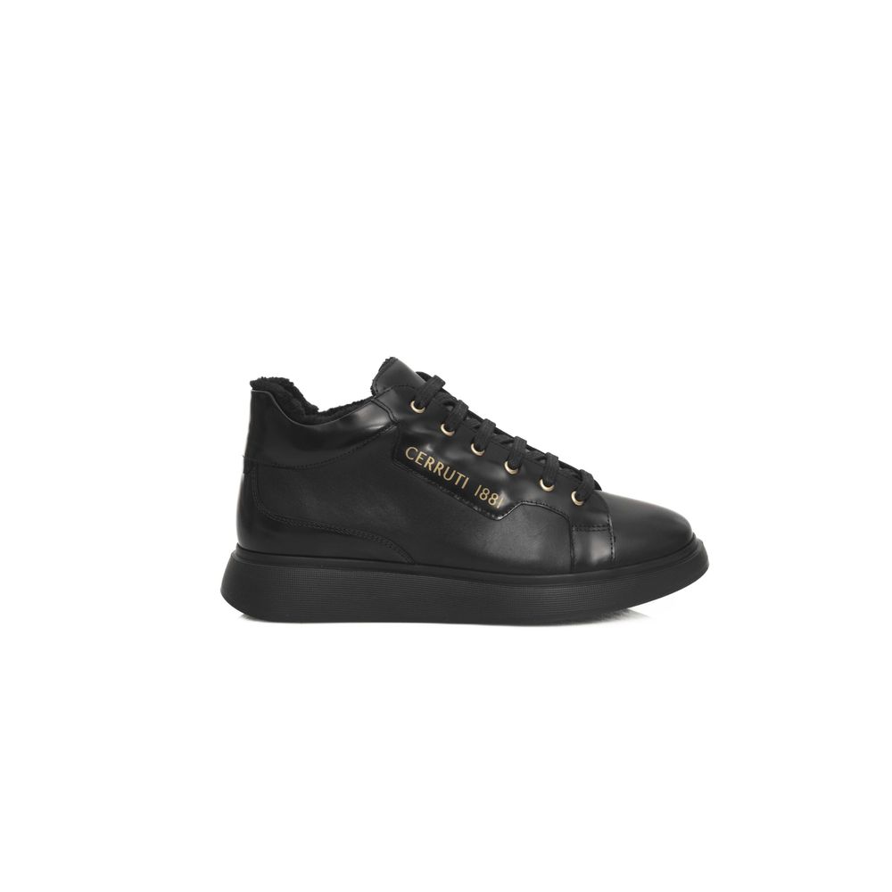 Zapatillas de plataforma de cuero negro para mujer