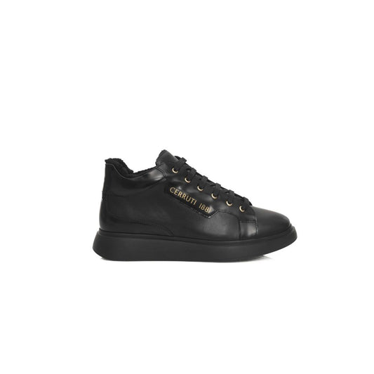 Zapatillas de plataforma de cuero negro para mujer