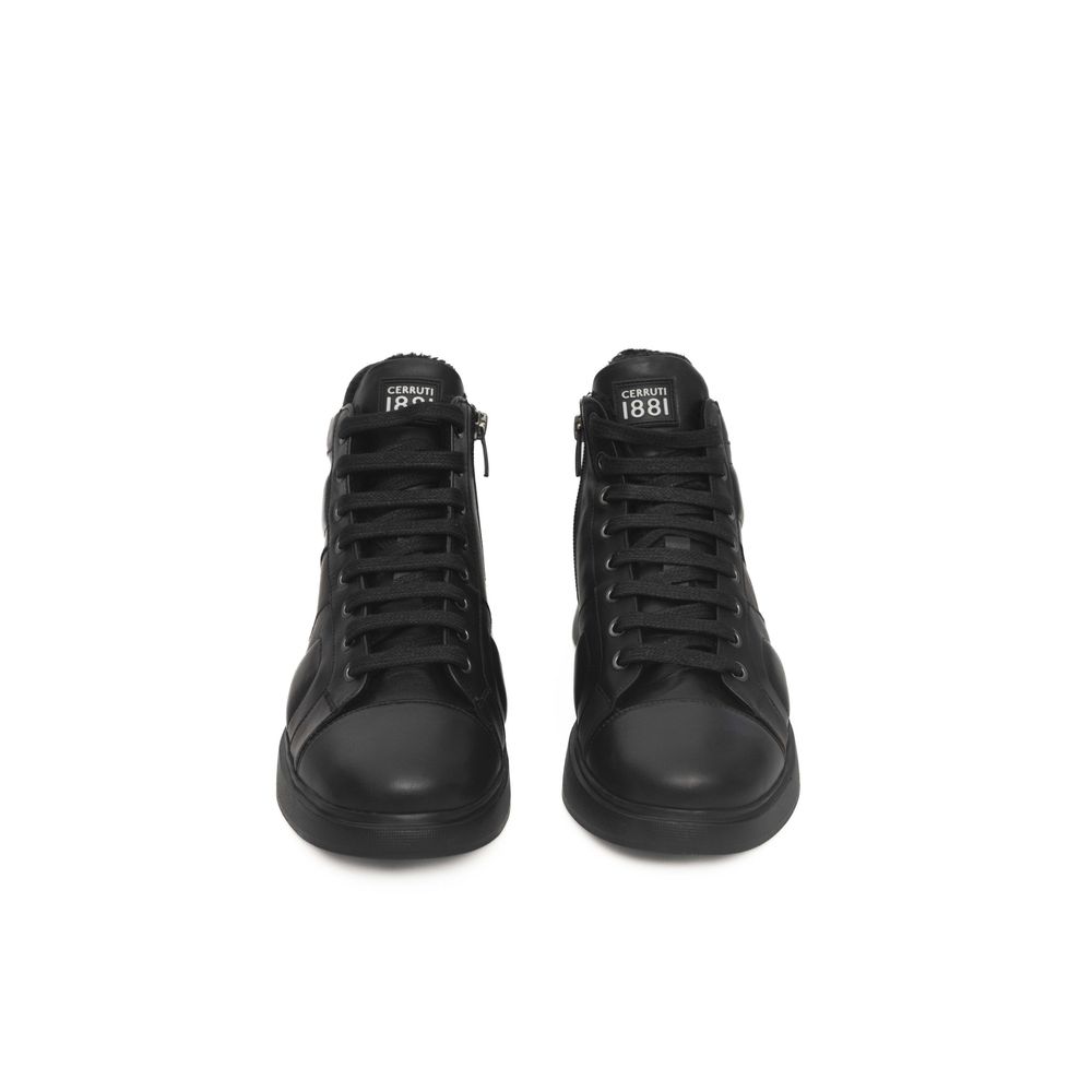 Zapatillas de piel negra para mujer