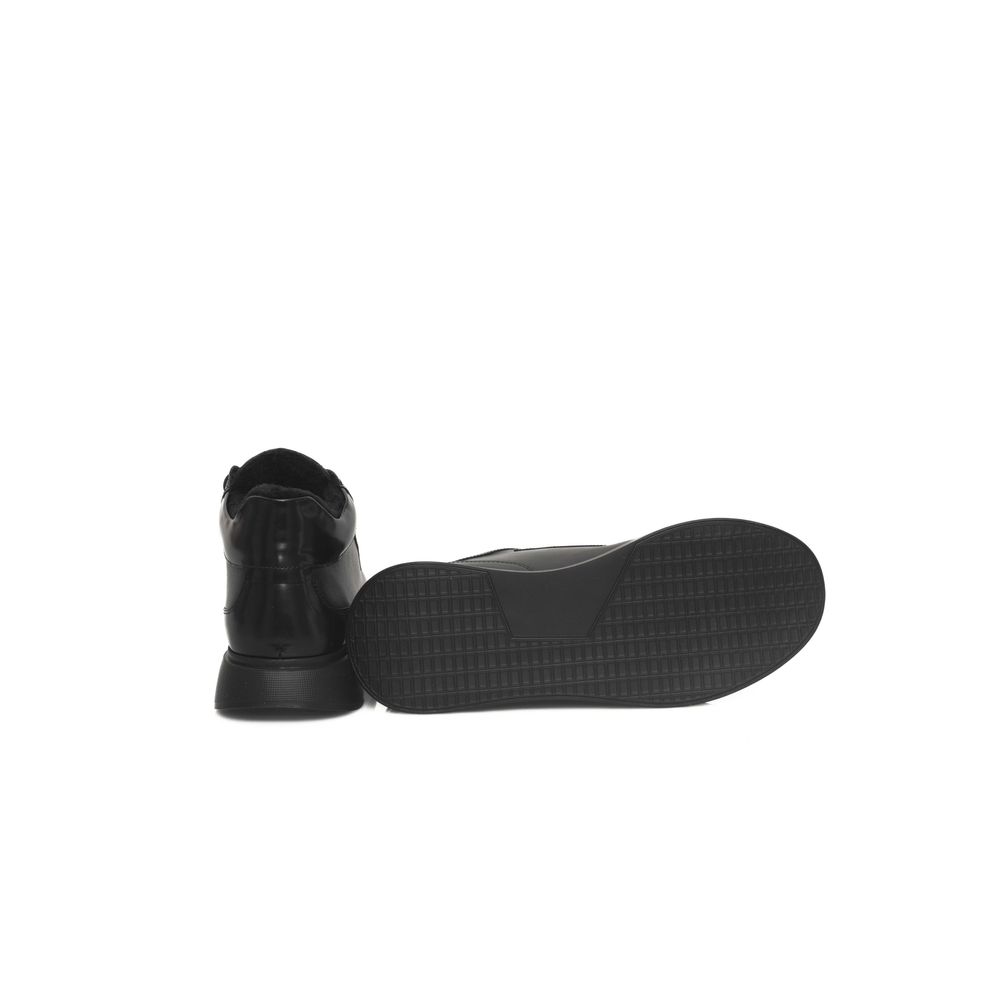 Zapatillas de plataforma de cuero negro para mujer