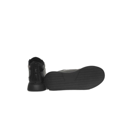 Zapatillas de plataforma de cuero negro para mujer