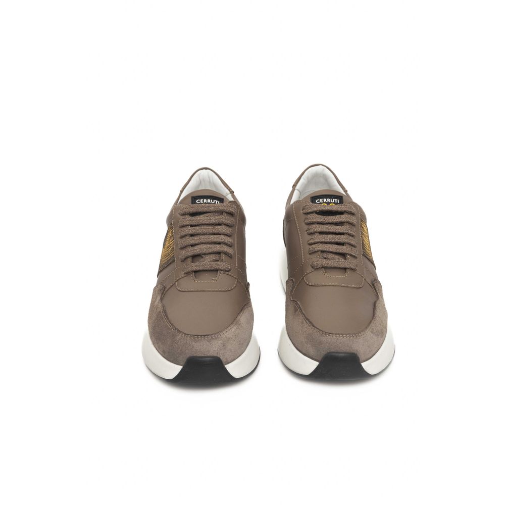 Zapatillas de piel beige para mujer