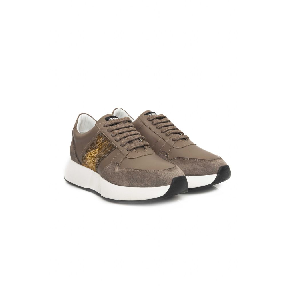 Zapatillas de piel beige para mujer