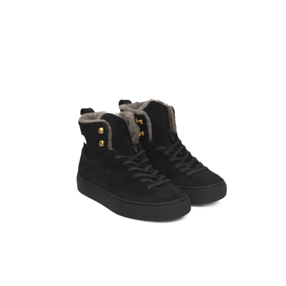 Zapatillas de piel negra para mujer