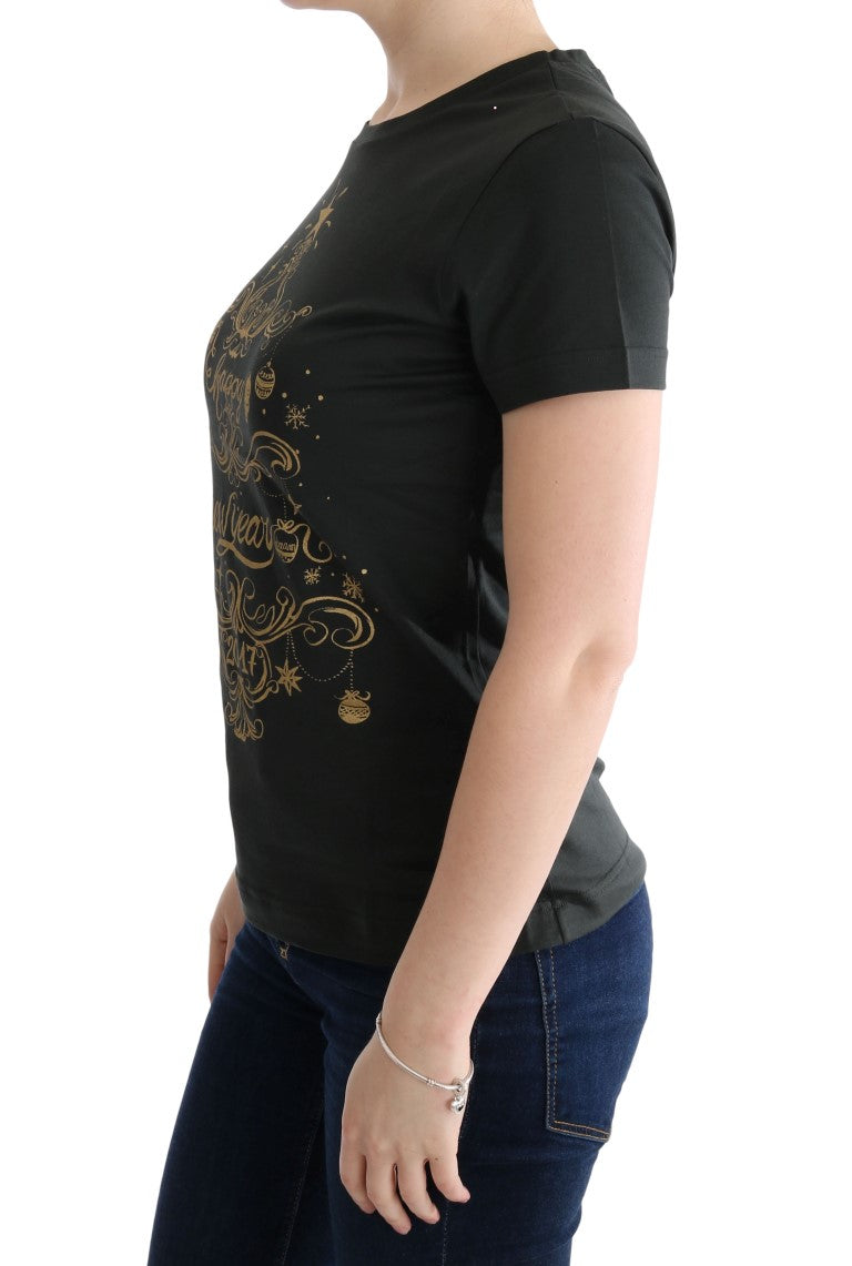 Camiseta de algodón verde esmeralda con estampado de 2017