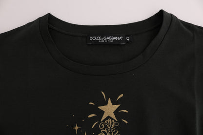 Camiseta de algodón verde esmeralda con estampado de 2017