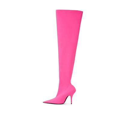 Elegantes botines de poliéster rosa