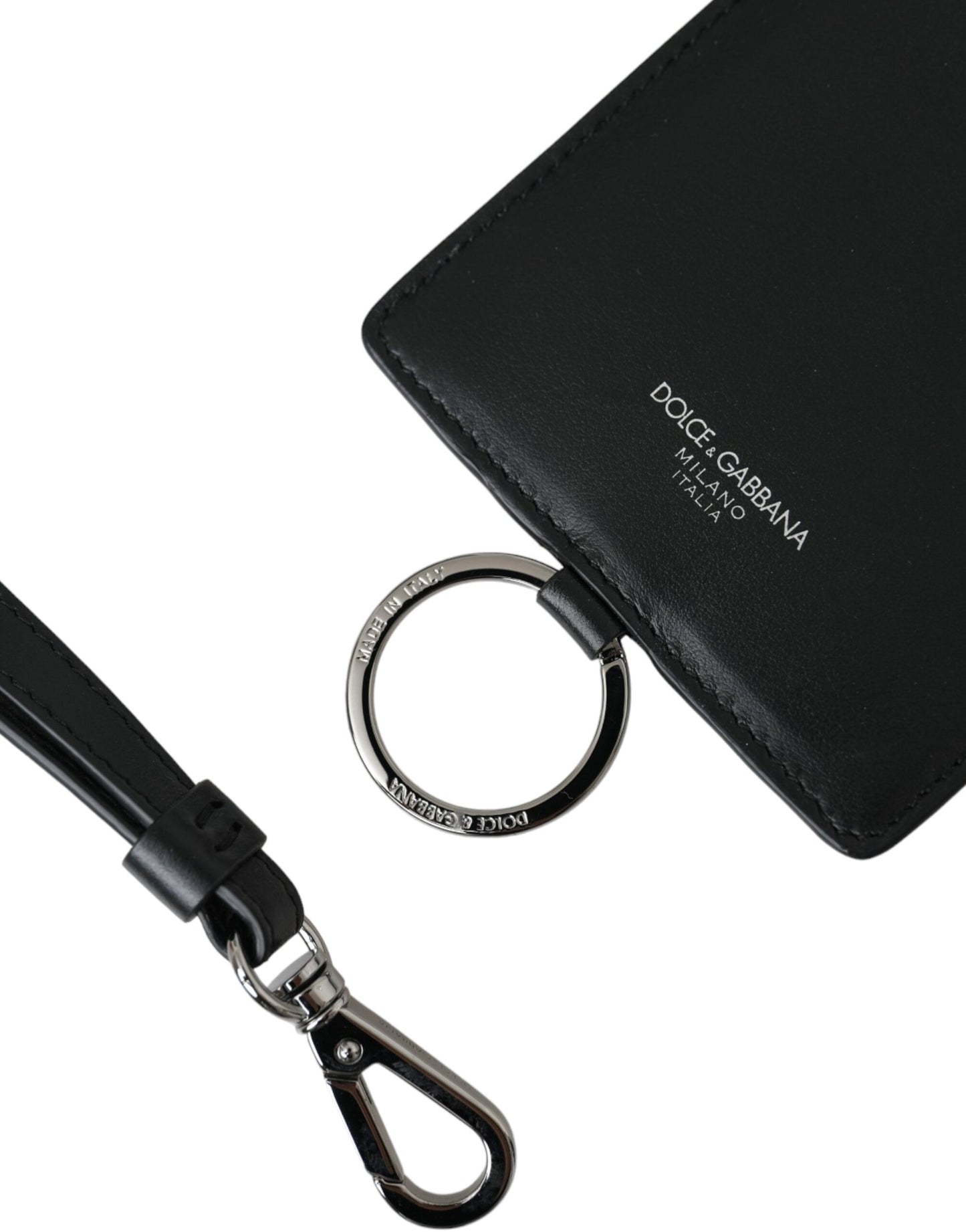 Cartera para hombre con tarjetero y logotipo de piel de becerro negra con cordón