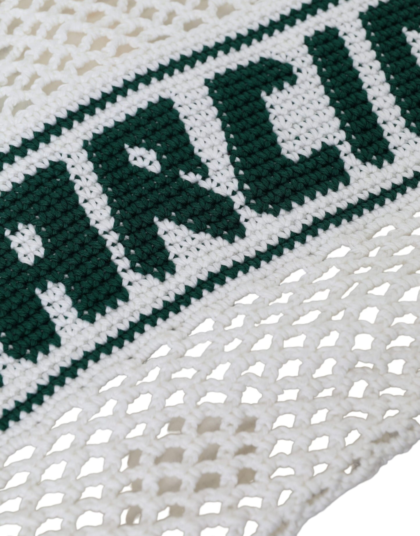 Bolsa de compras de algodón tejida con logotipo en blanco y verde
