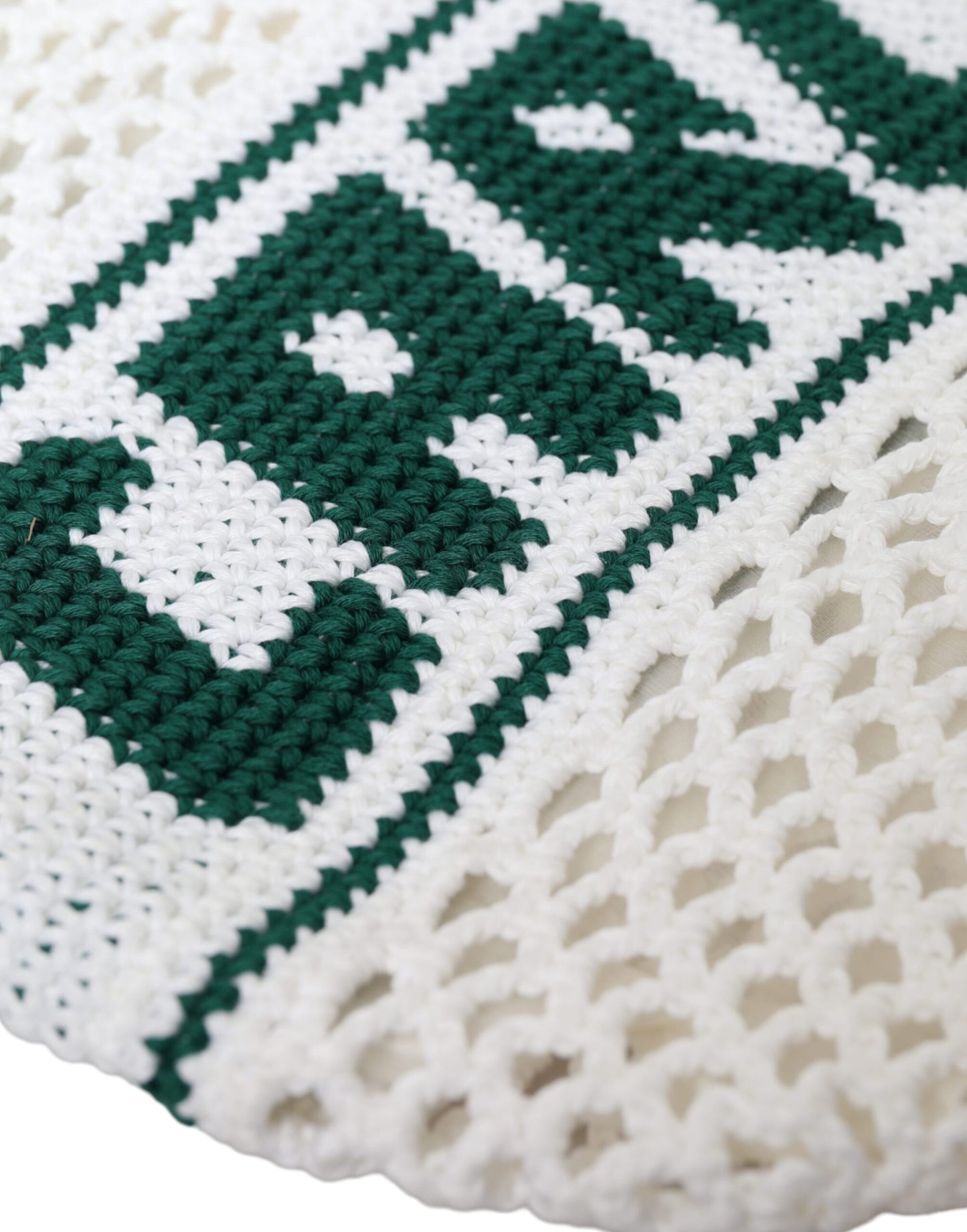 Bolsa de compras de algodón tejida con logotipo en blanco y verde