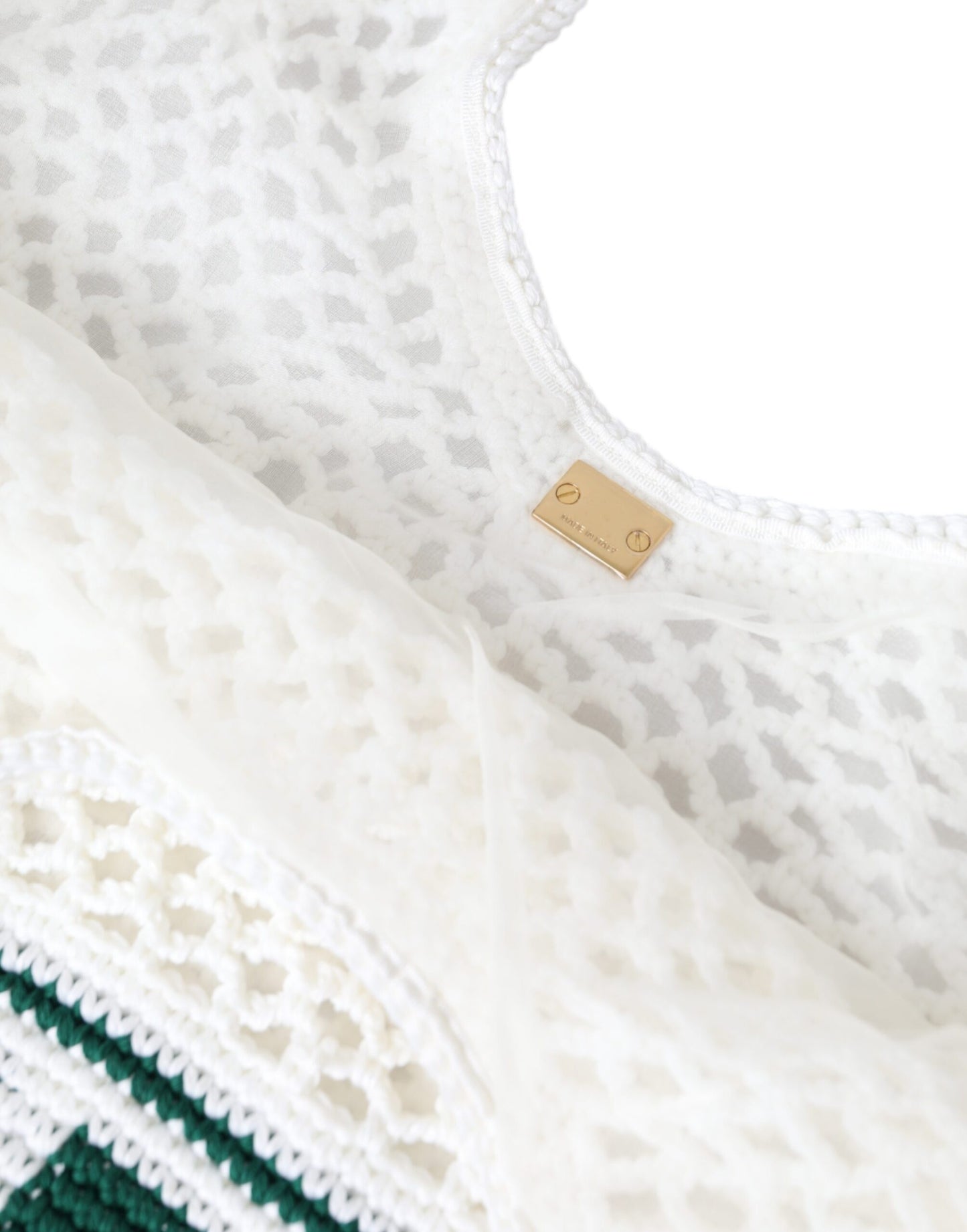 Bolsa de compras de algodón tejida con logotipo en blanco y verde