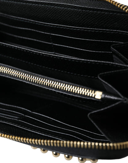 Cartera continental con cremallera para hombre de cuero negro y azul #DGFAMILY