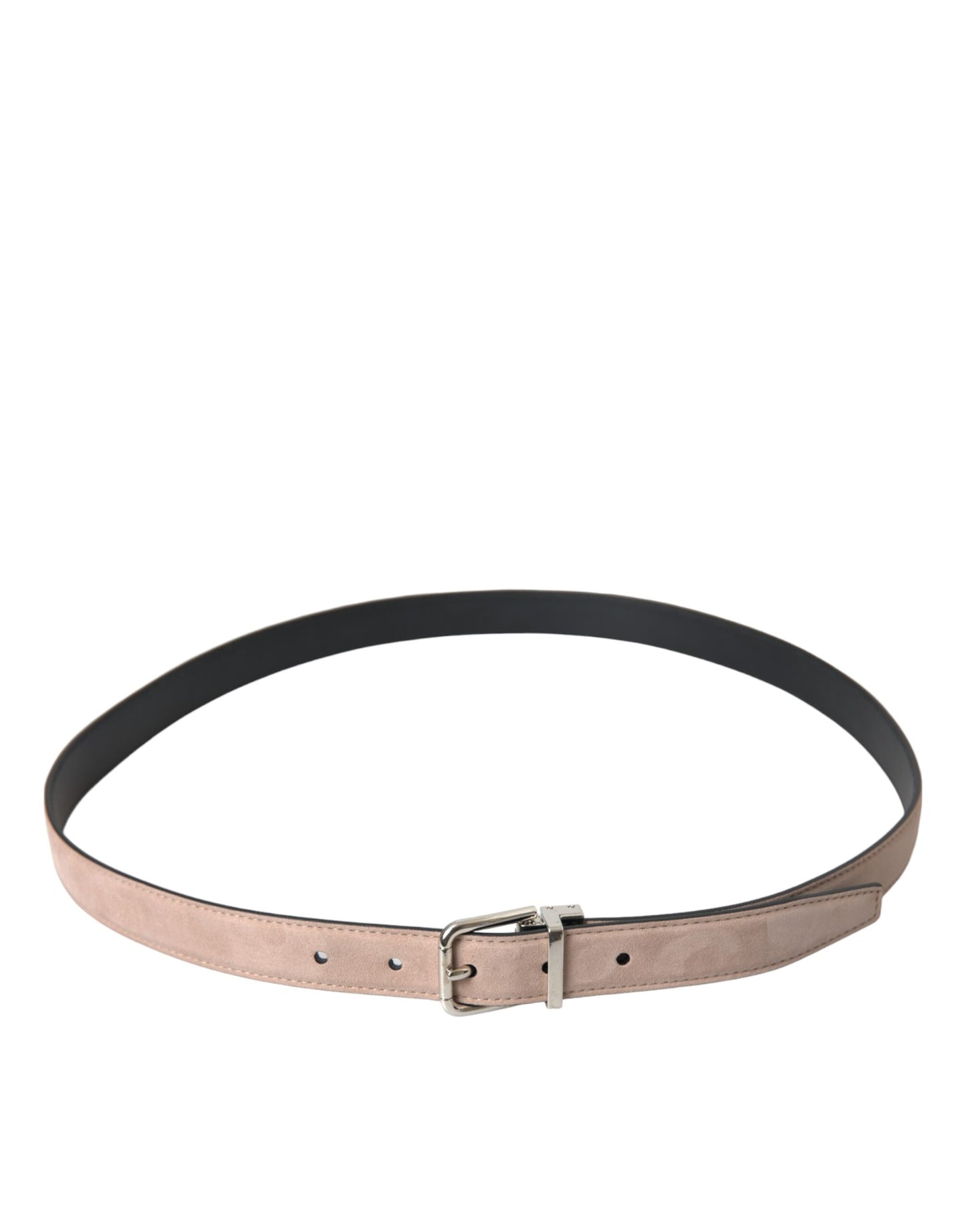 Cinturón de piel de ante beige con hebilla plateada para hombre