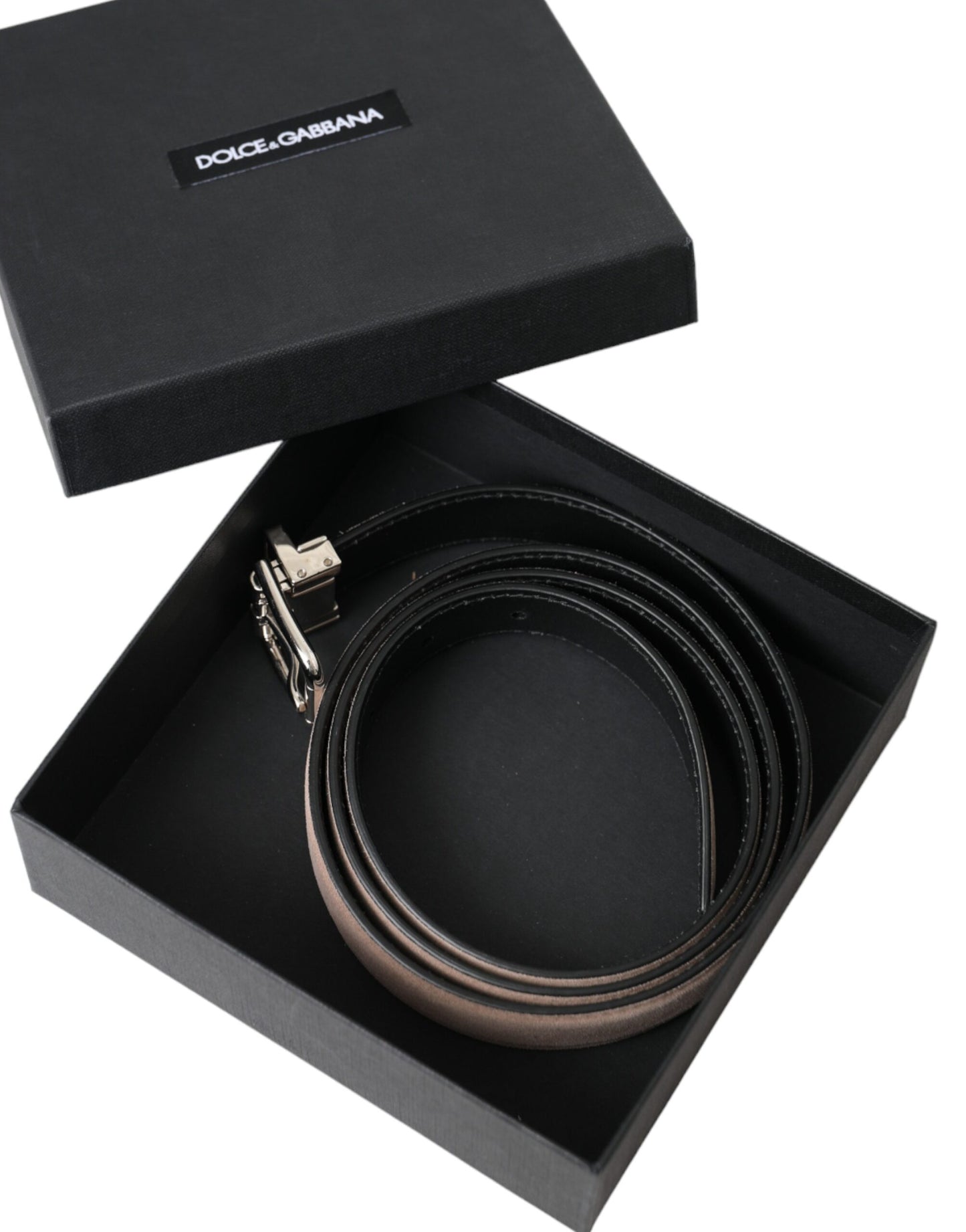 Cinturón de piel de ante beige con hebilla plateada para hombre