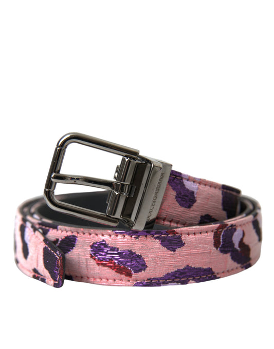Cinturón con hebilla metálica de piel jacquard multicolor