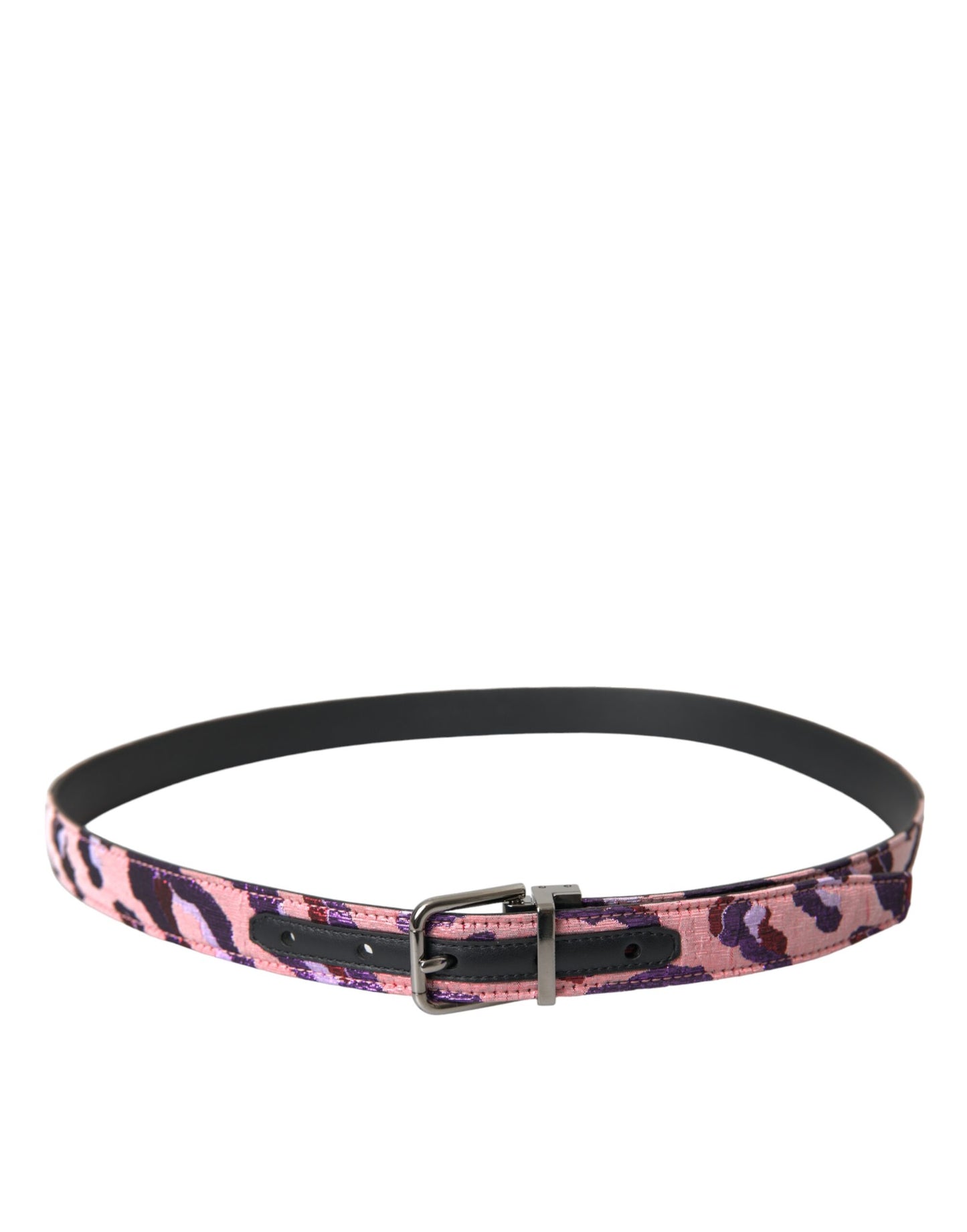 Cinturón con hebilla metálica de piel jacquard multicolor