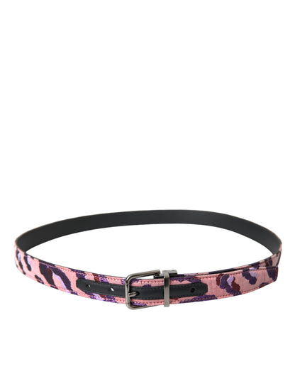 Cinturón con hebilla metálica de piel jacquard multicolor