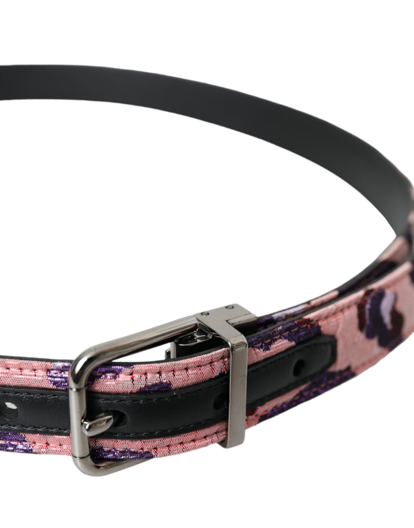 Cinturón con hebilla metálica de piel jacquard multicolor