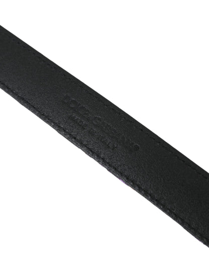 Cinturón con hebilla metálica de piel jacquard multicolor