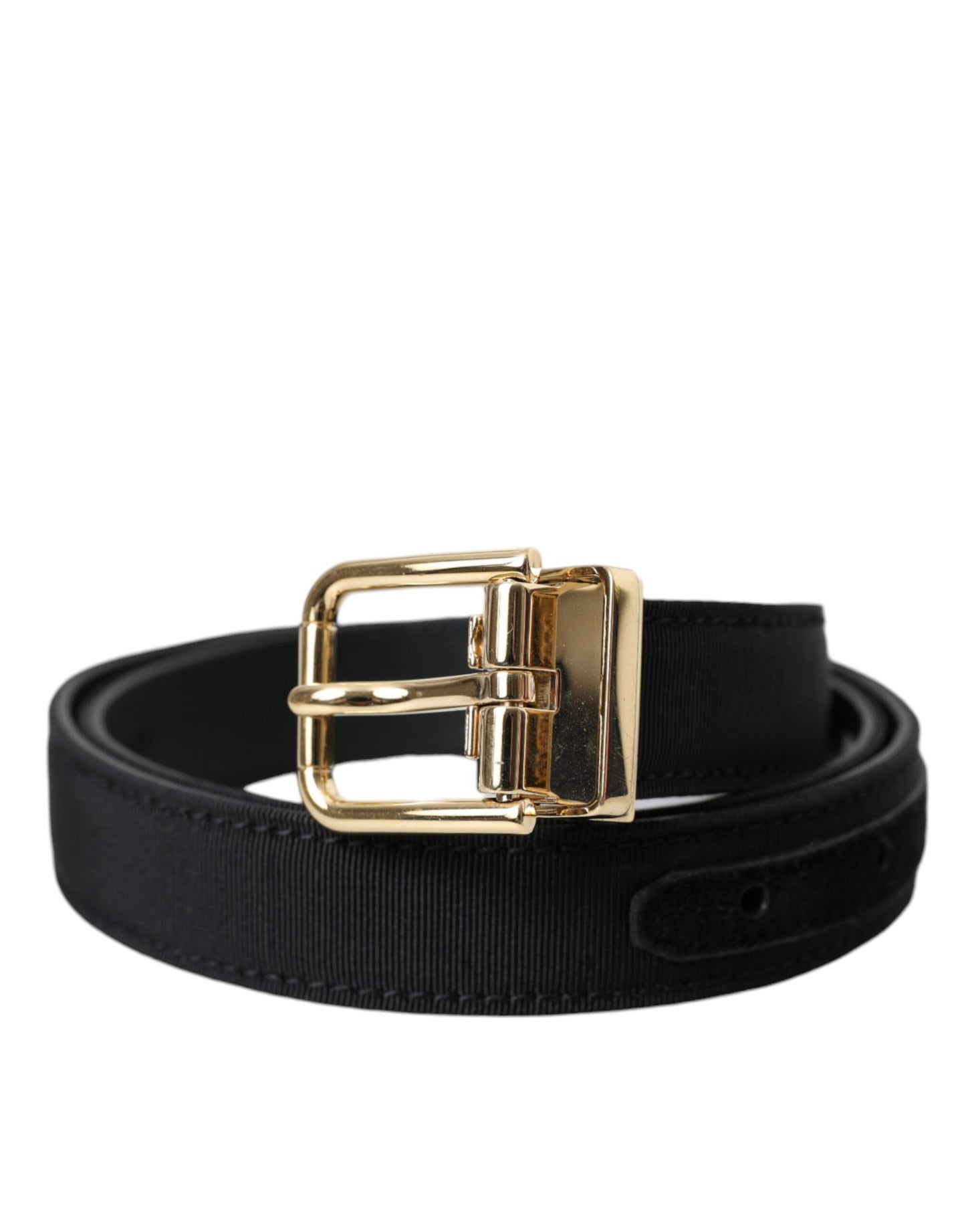 Cinturón con hebilla de metal dorado Grosgrain negro para hombre