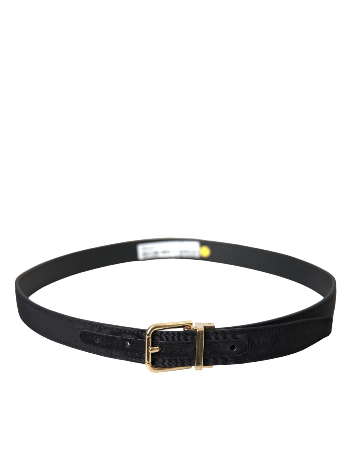 Cinturón con hebilla de metal dorado Grosgrain negro para hombre