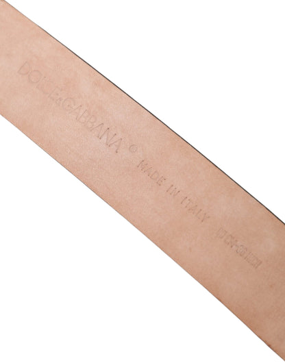 Cinturón de piel exótica marrón con hebilla de metal plateado