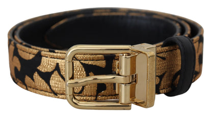 Cinturón con hebilla de logotipo de cuero jacquard multicolor