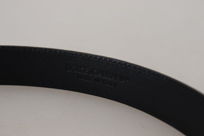 Cinturón de piel exótica negra con hebilla de metal dorado