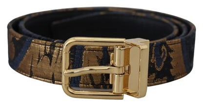 Cinturón con hebilla de logotipo de cuero jacquard multicolor