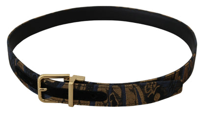 Cinturón con hebilla de logotipo de cuero jacquard multicolor