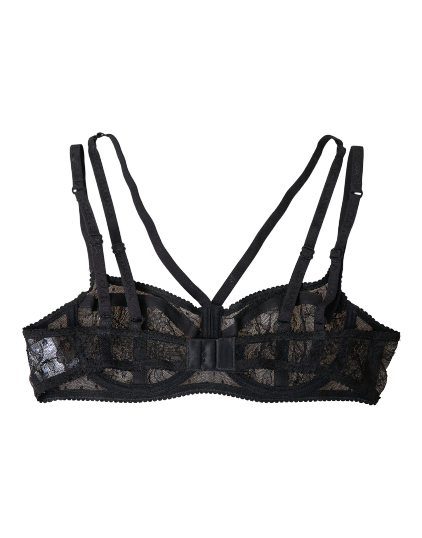 Sujetador balconcino de nailon con encaje floral negro