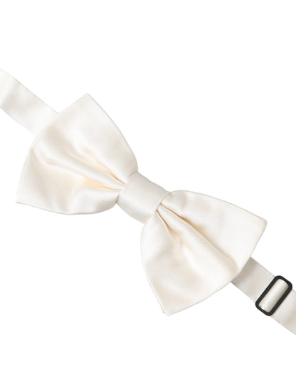 Pajarita de seda color blanco roto con cuello ajustable para hombre