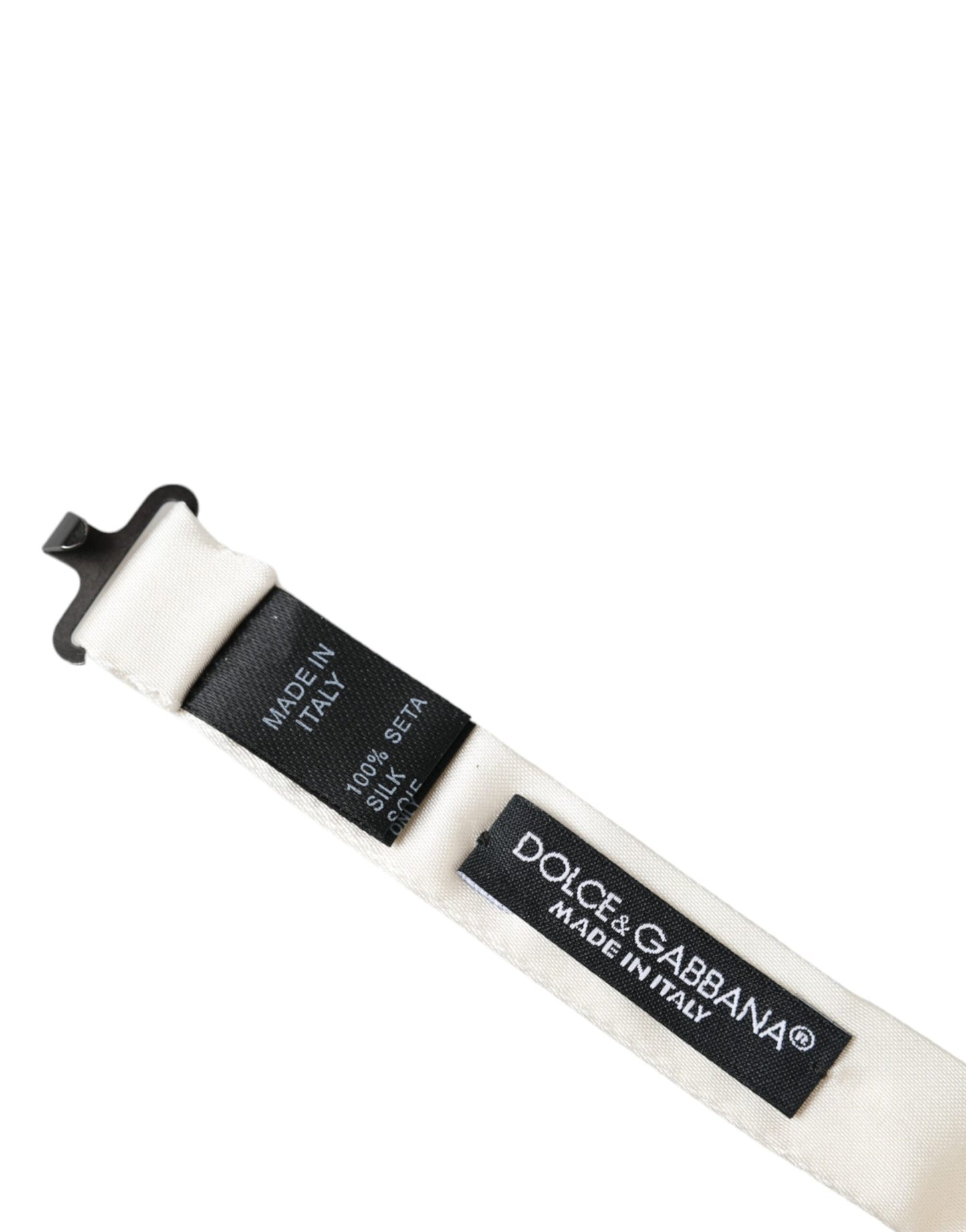 Pajarita de seda color blanco roto con cuello ajustable para hombre