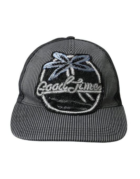 Gorra de béisbol negra de algodón adornada para hombre