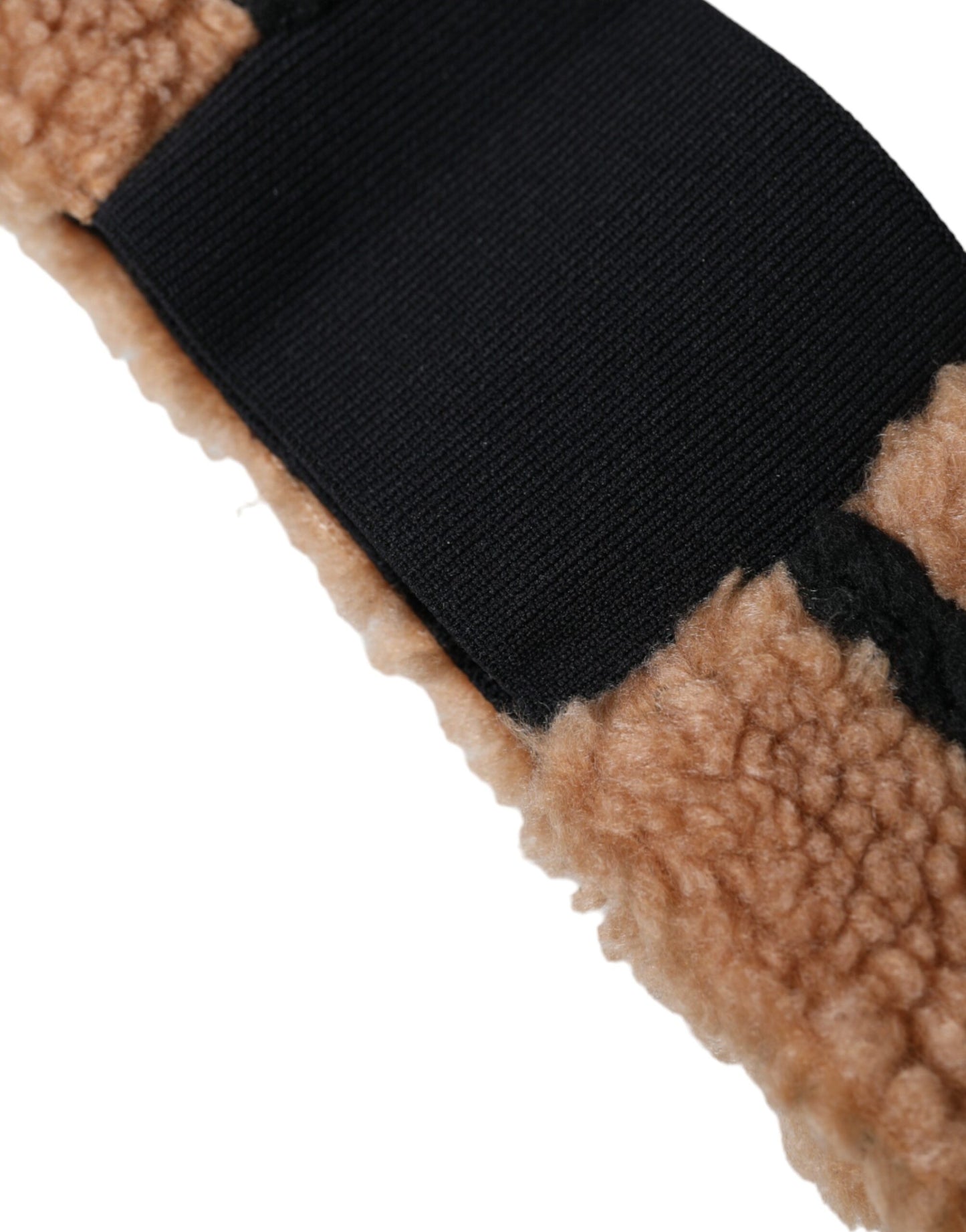 Gorro de lana polar marrón y negro con banda para la cabeza para hombre