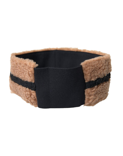 Gorro de lana polar marrón y negro con banda para la cabeza para hombre