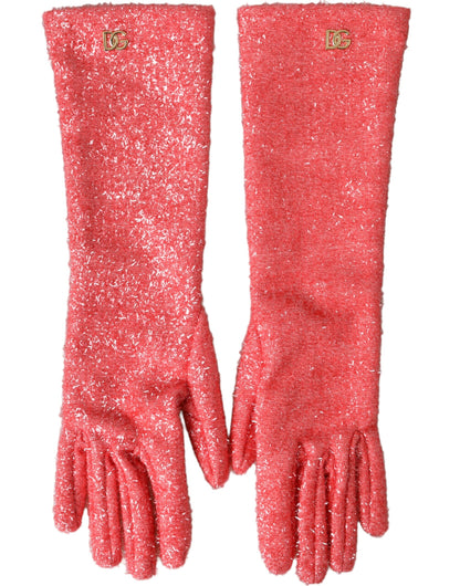 Guantes Fantasia de lúrex rosa hasta la mitad del brazo