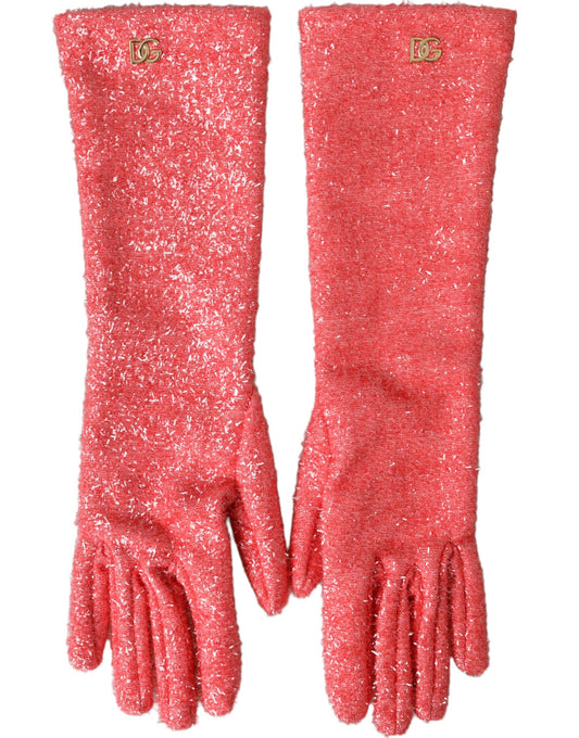 Guantes Fantasia de lúrex rosa hasta la mitad del brazo