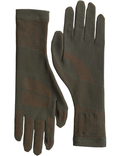 Guantes elásticos de algodón marrón hasta la muñeca