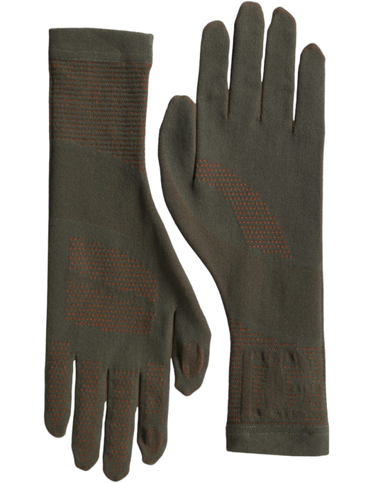 Guantes elásticos de algodón marrón hasta la muñeca
