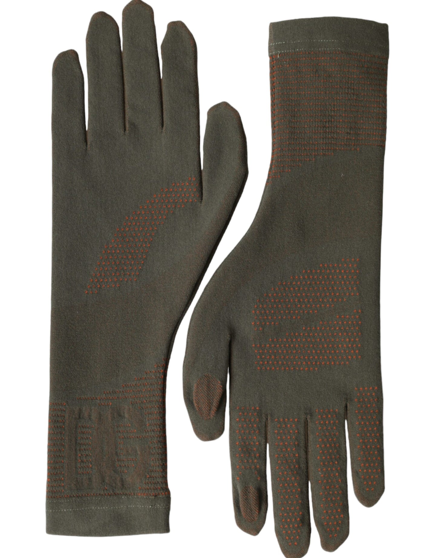 Guantes elásticos de algodón marrón hasta la muñeca