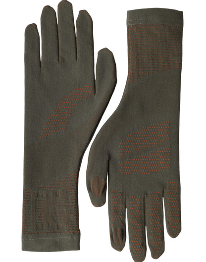 Guantes elásticos de algodón marrón hasta la muñeca
