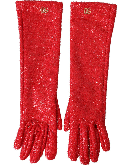 Guantes Fantasia de lúrex rojo hasta la mitad del brazo
