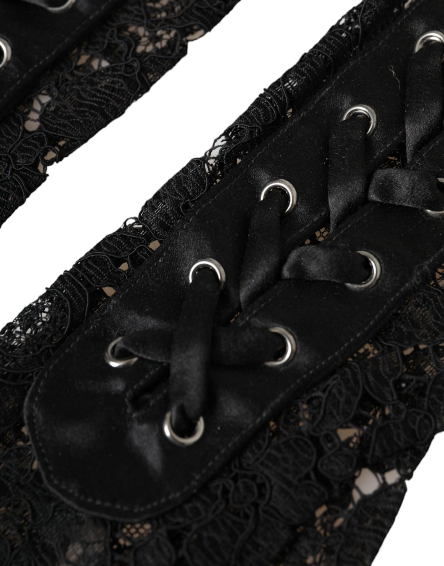 Guantes negros de encaje Taormina hasta el codo